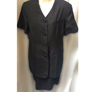 MariAnna 2 Pc Dress Suit Vintage 100% Silk lined Black Sz 10